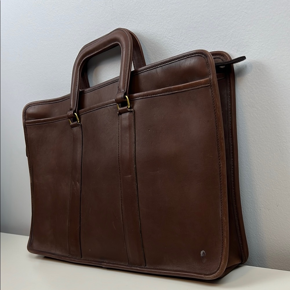 Vintage Coach USA Mahogany Leather Top Handle Office Work Briefcase Bag - Picture 7 of 16